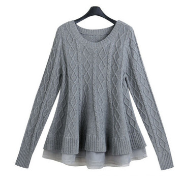 2016 Organza Splicing Knit Pullover Sweater